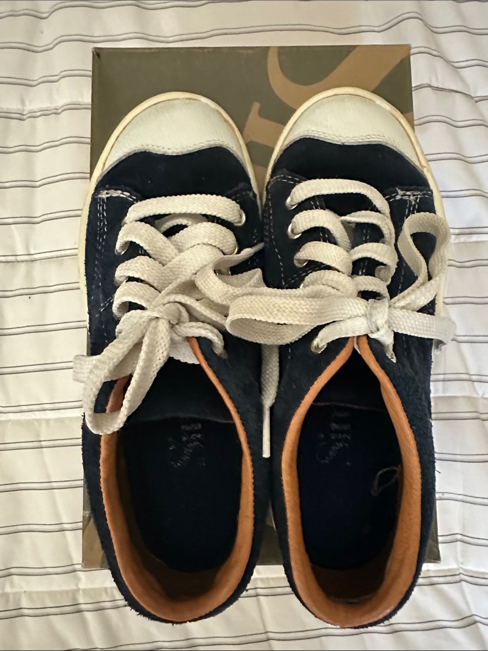 Navy and White Sneakers - Casual Lace-Up Shoes. Leather upper